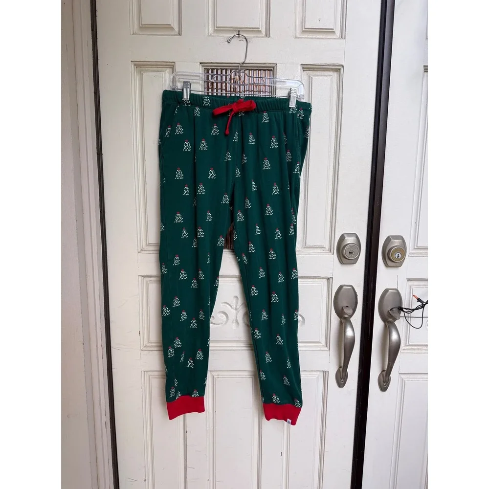 Honest Baby Clothing Green Christmas Tree Pajama Pants Organic Cotton Size Large